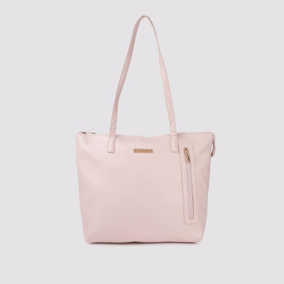 Pink Leather Structured Shoulder Bag